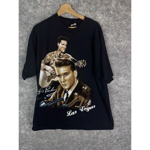 Vintage Elvis Presley Tshirt Mens XL Rock And Roll Music 90s Military Las Vegas